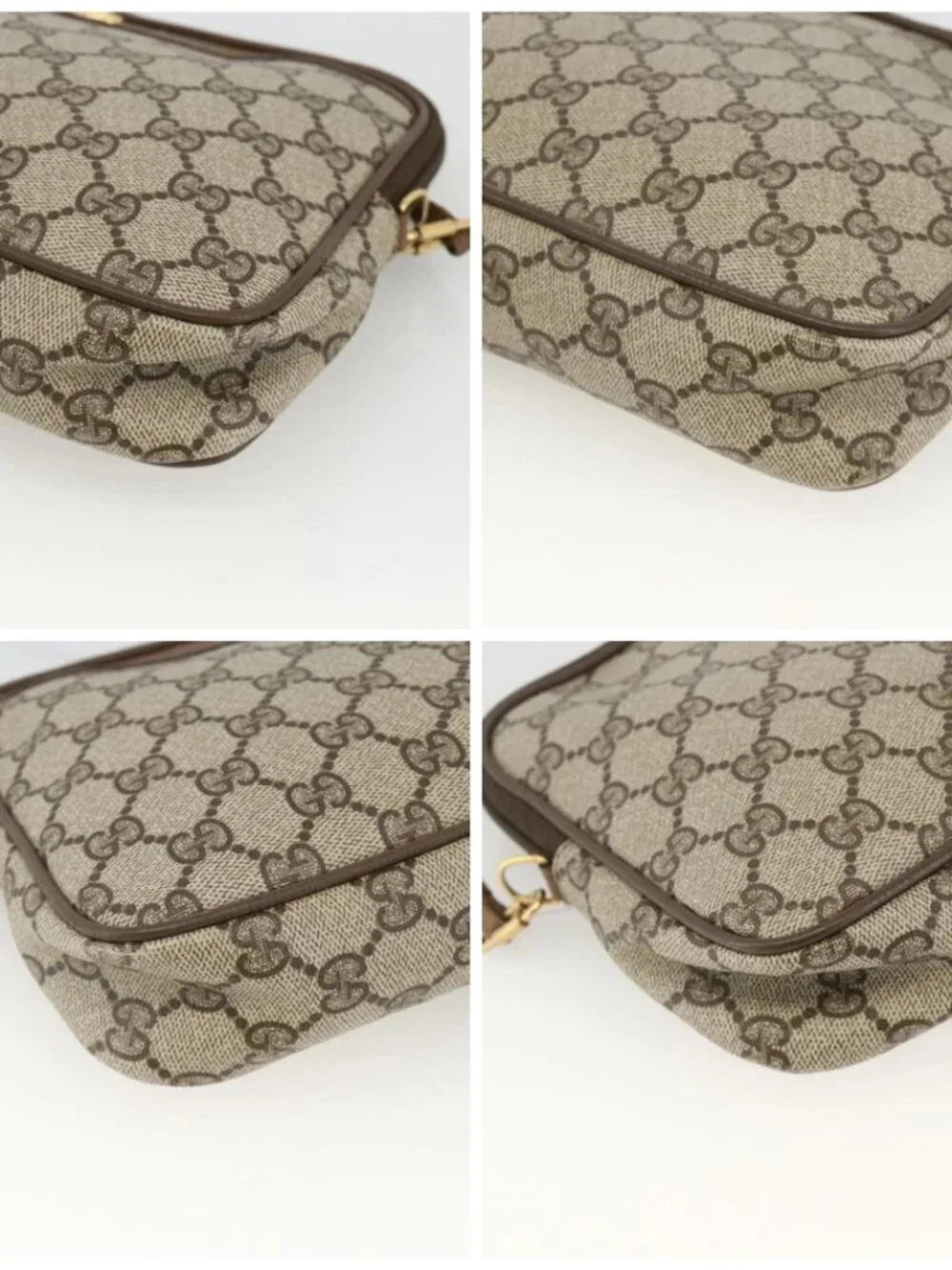 GUCCI GG Supreme Shoulder Bag PVC Beige Gold 116 02 068 Auth ka3454